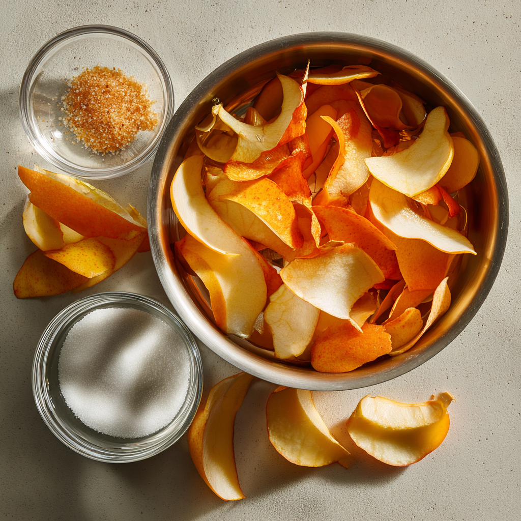 Apple peels and cores prepared for apple juice