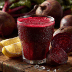 Beet Juice with ice, mint, and lemon