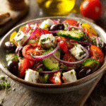 Authentic Greek Salad served with feta and mint