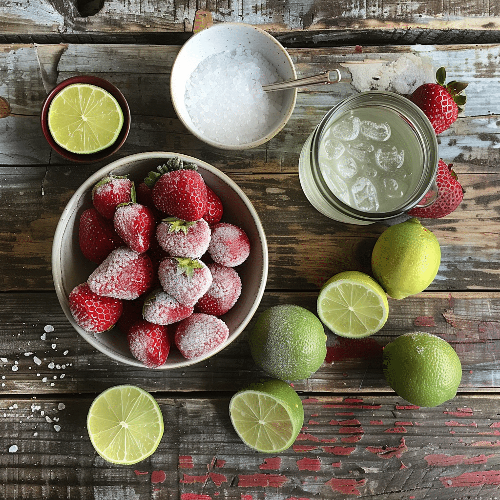 Ingredients for Nonalcoholic Strawberry Margarita