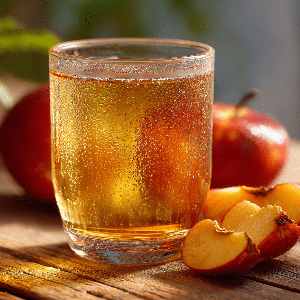Homemade apple juice in a glass with fresh apples