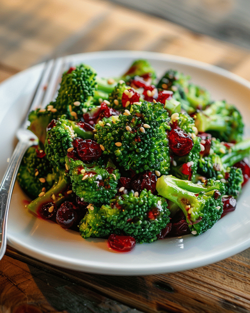 broccoli salad recipe serving plate