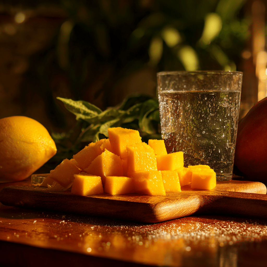 Fresh mango pieces for mango juice ingredients