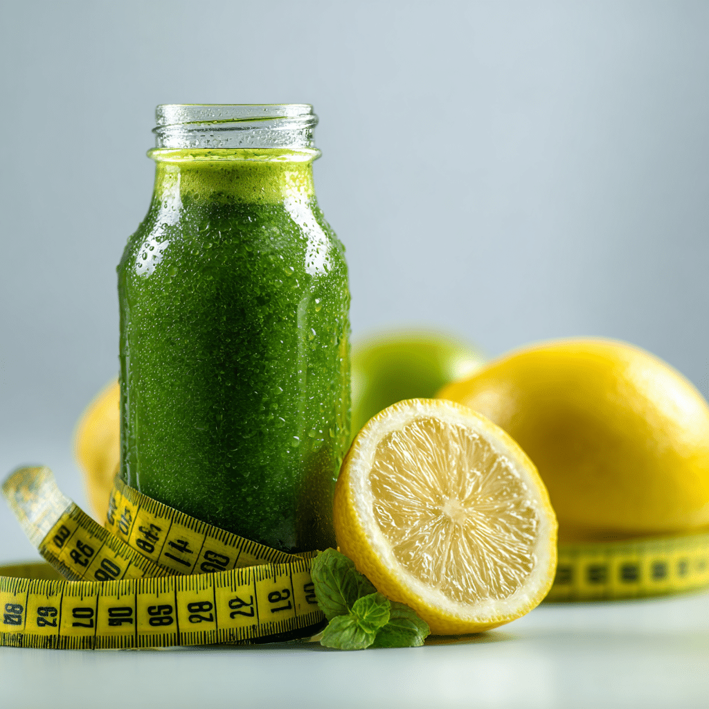 Green detox juice bottle for weight loss and hydration