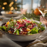 christmas pomegranate salad served on holiday table