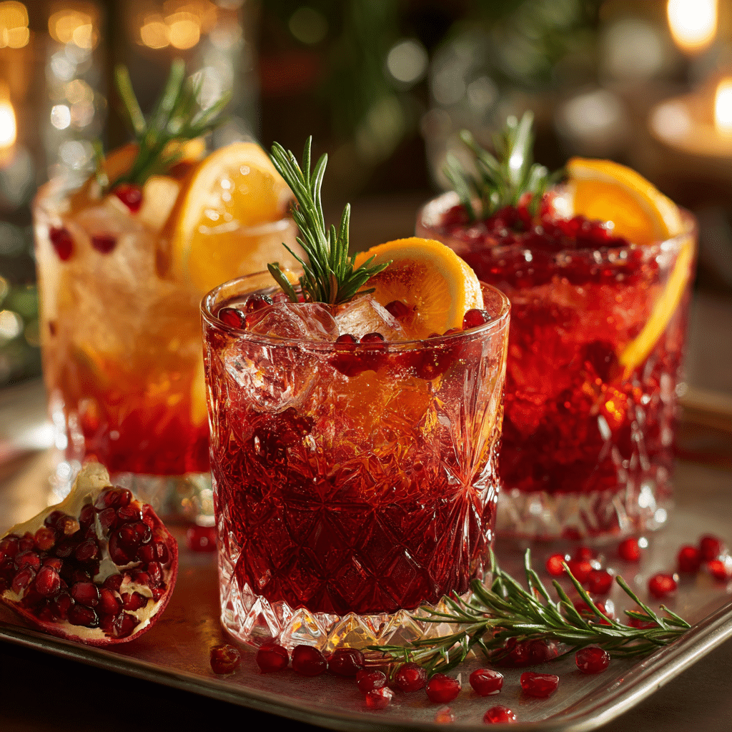 sparkling holiday mocktails served with different garnishes
