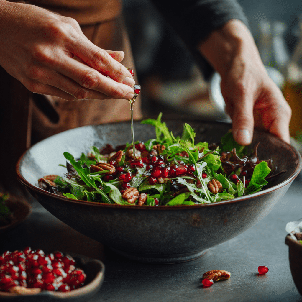 step by step making christmas pomegranate salad