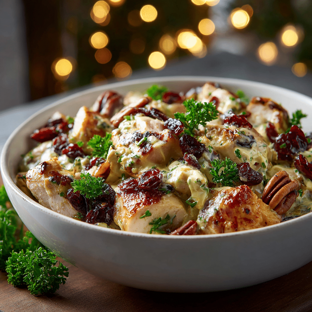 holiday chicken salad with cranberries & pecans