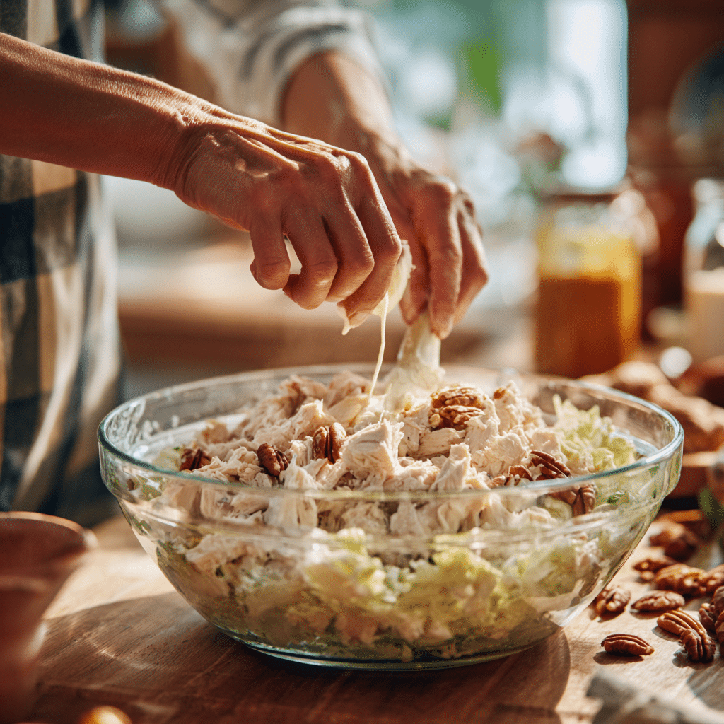 step by step holiday chicken salad preparation