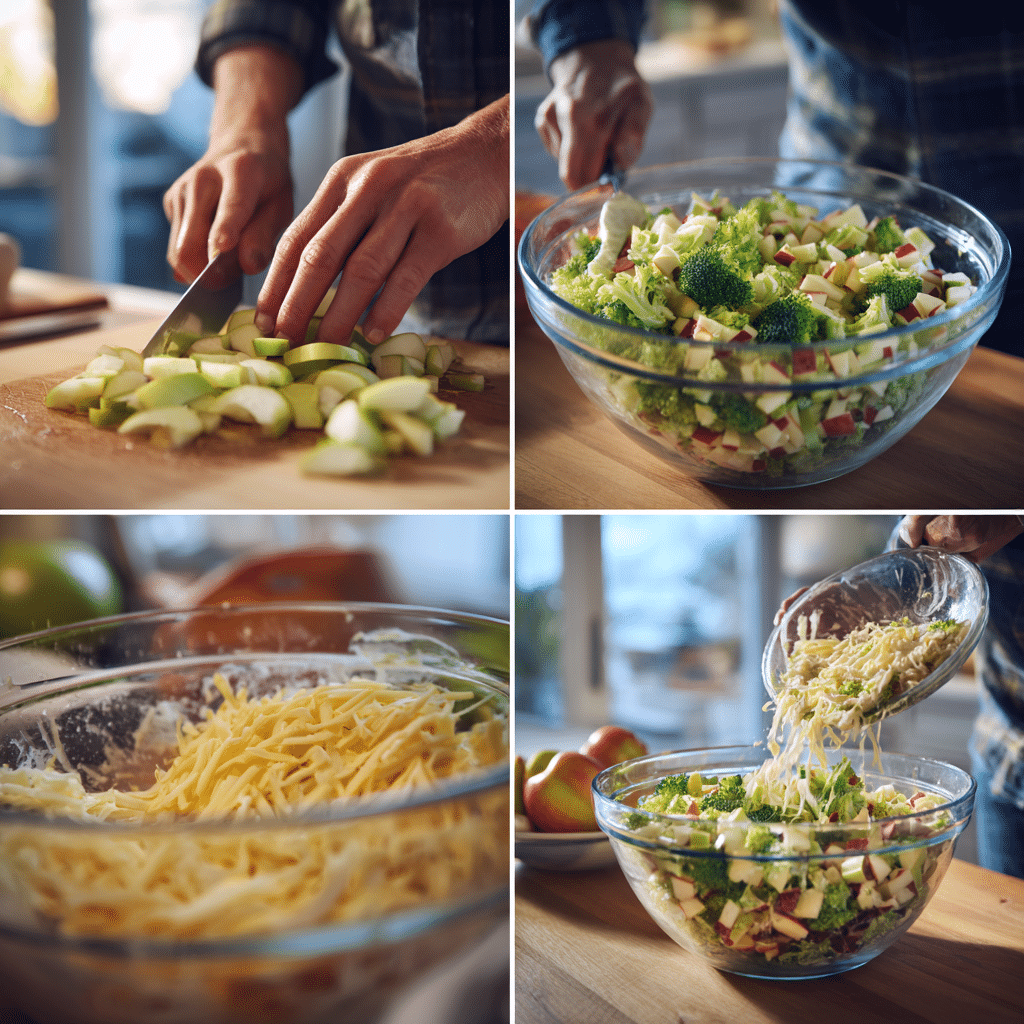 step by step honeycrisp apple broccoli salad