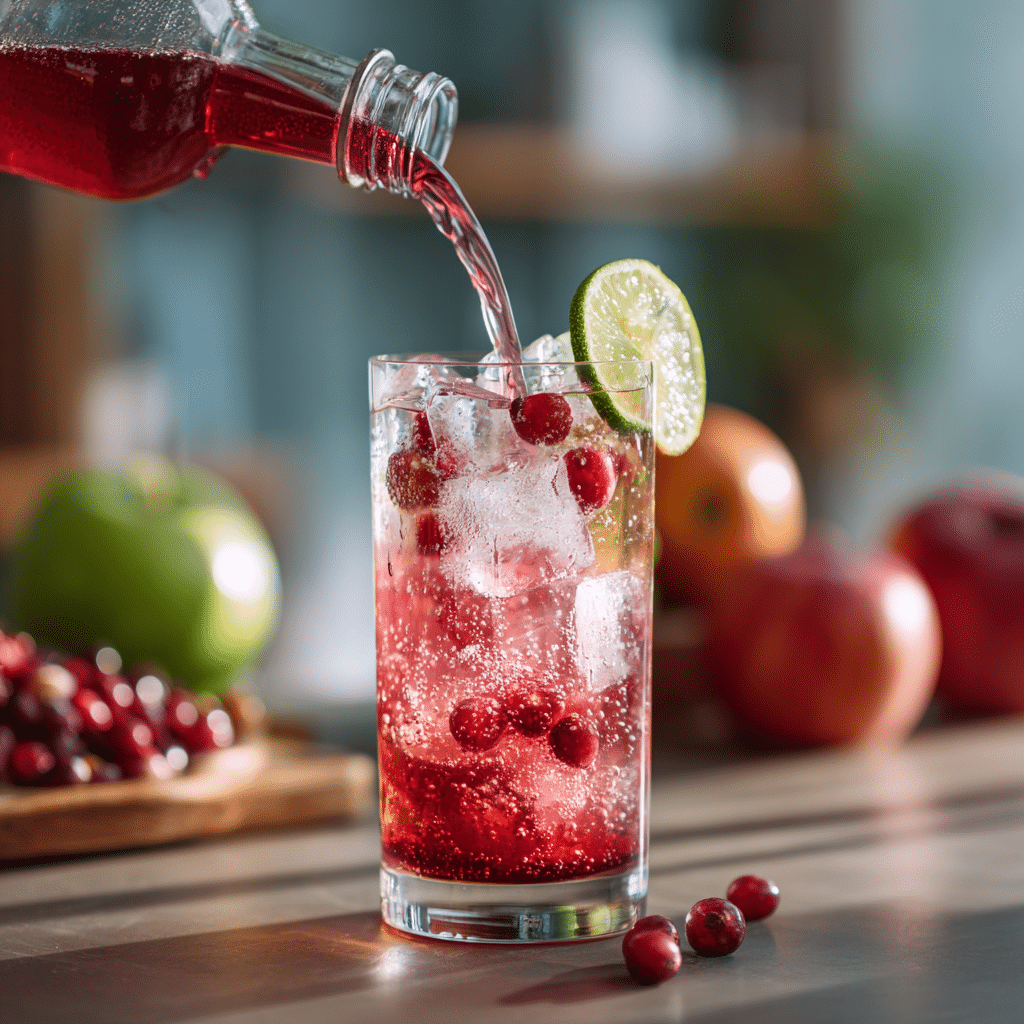 step by step cranberry apple mocktail preparation