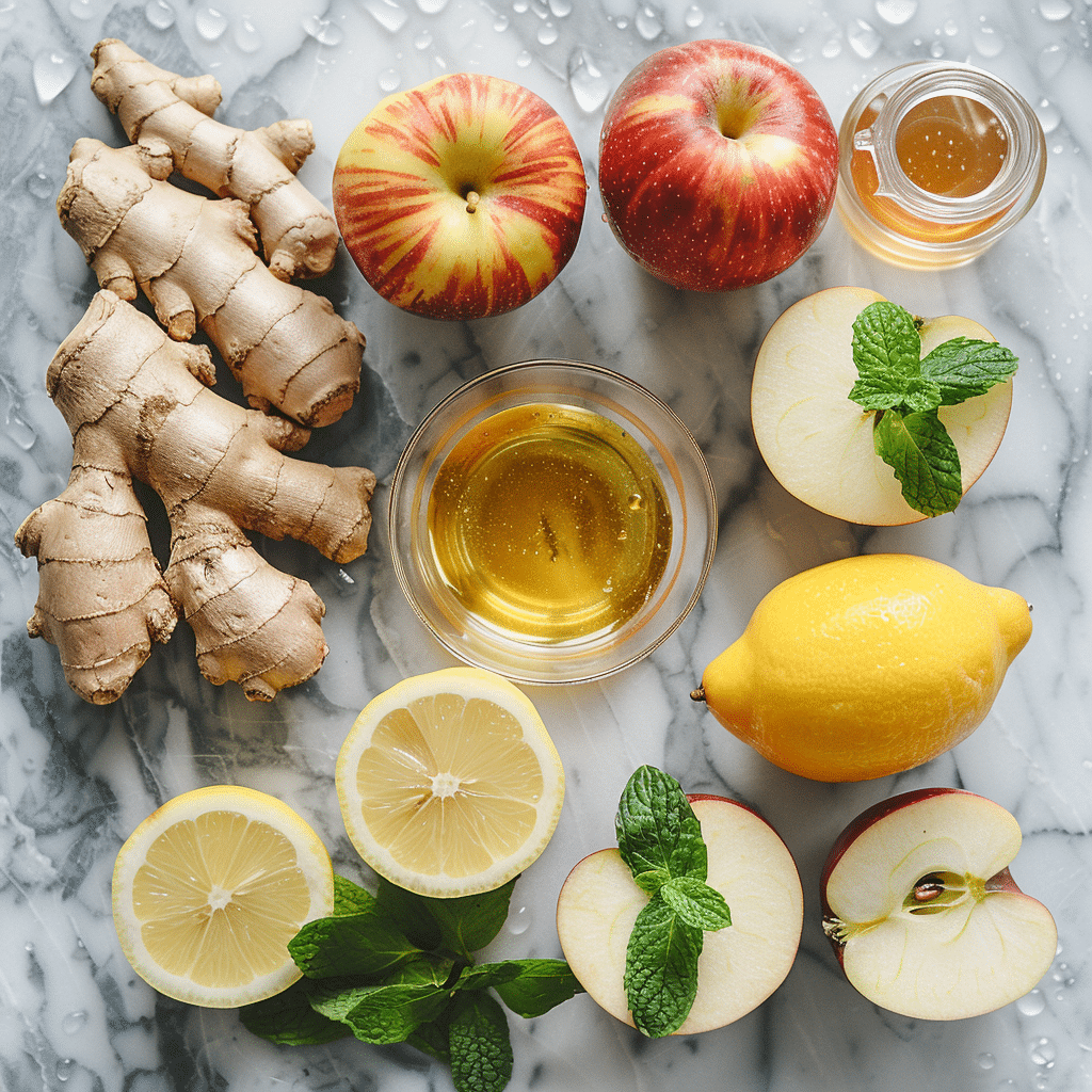 How to Make a Healthy Apple Ginger Mocktail: Delicious Recipe with a Twist of Health 7 Ingredients for healthy apple ginger mocktail including apples and fresh ginger