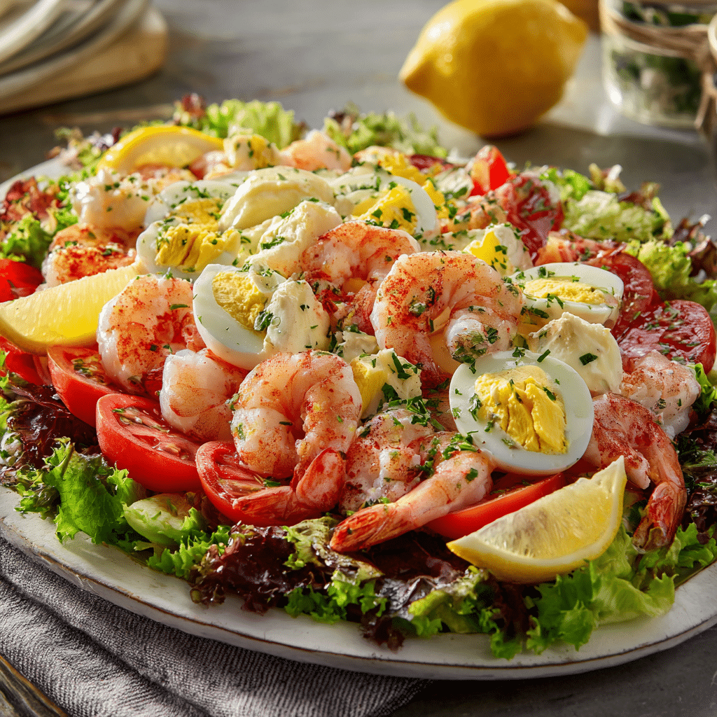 shrimp Louie salad served on platter