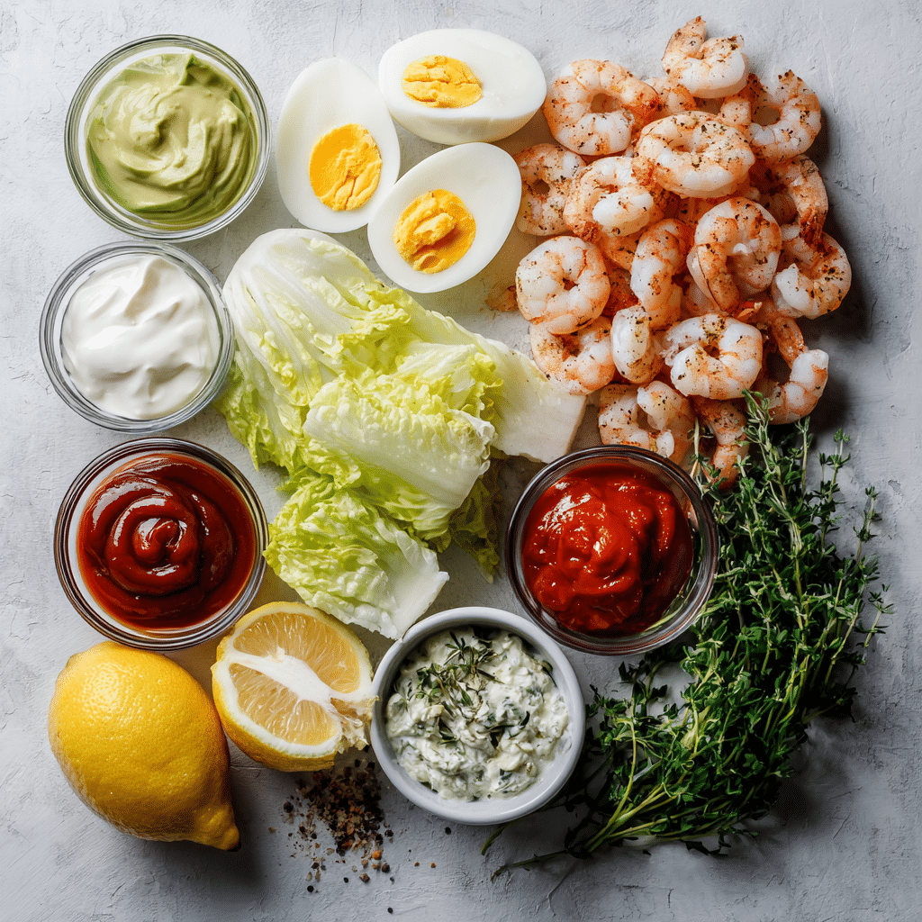 ingredients for shrimp Louie salad