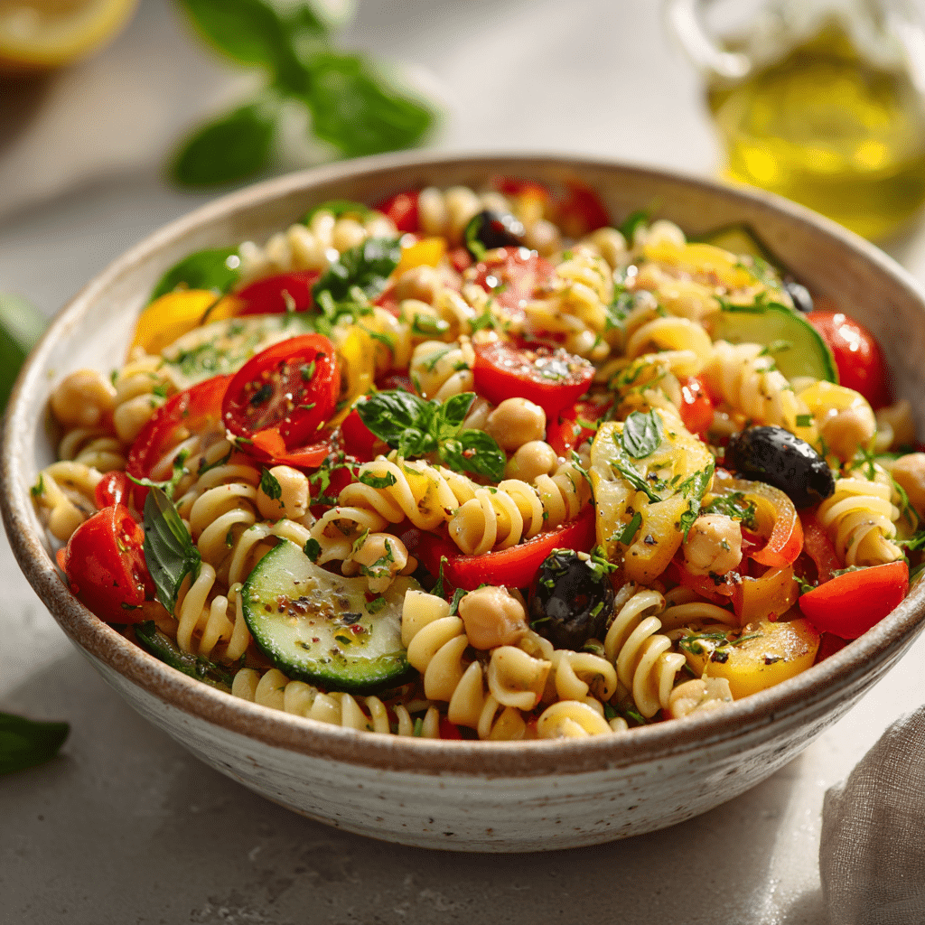 vegan pasta salad colorful fresh plant based