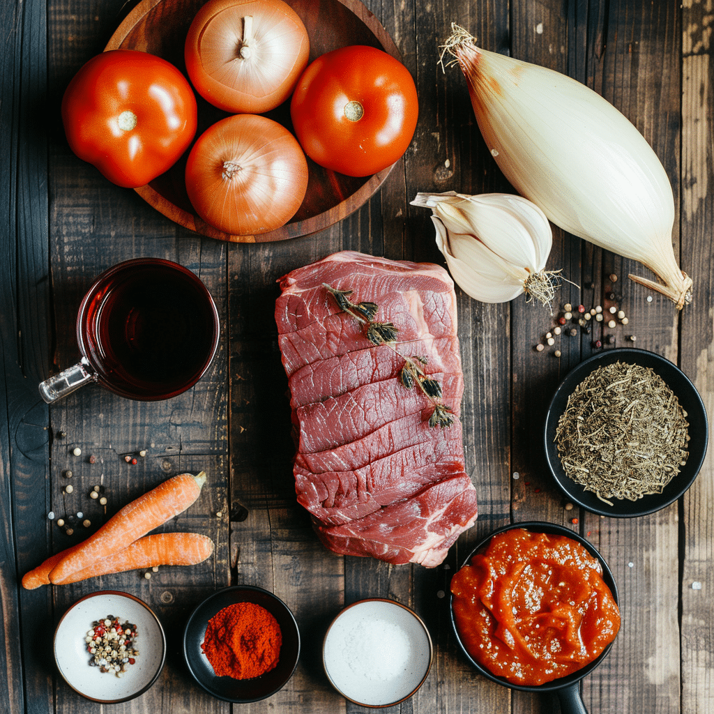 Best Beef Brisket Recipe: How to Perfectly Cook a Juicy Brisket Every Time 7 ingredients for homemade beef brisket including brisket onions carrots broth and spices