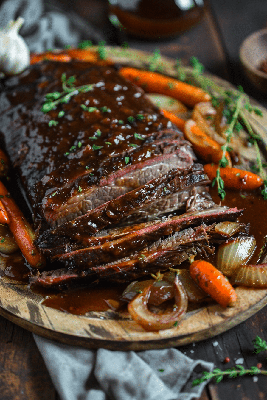 Best Beef Brisket Recipe: How to Perfectly Cook a Juicy Brisket Every Time 5 tender sliced beef brisket with rich sauce and roasted vegetables
