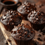 moist chocolate muffins with chocolate chips bakery style