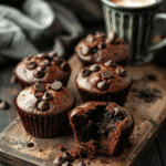 warm chocolate muffins served with melted chocolate chips