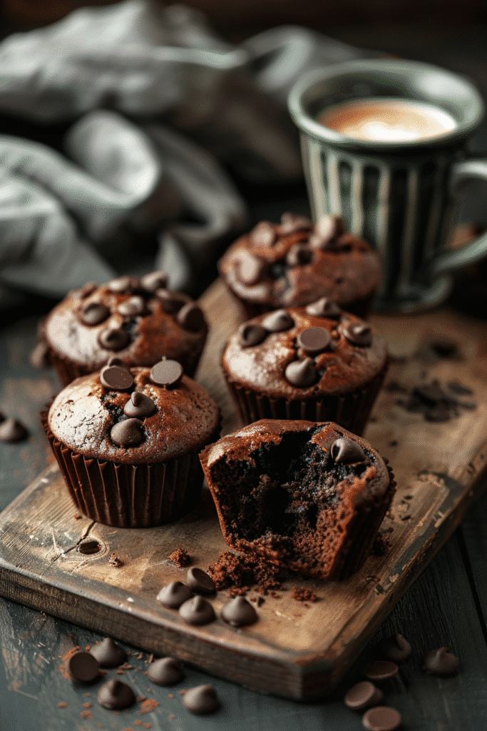 warm chocolate muffins served with melted chocolate chips