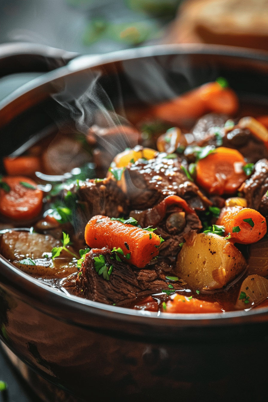 Best Beef Stew Recipe: How to Make Delicious Beef Stew at Home in 5 Easy Steps! 5 hearty homemade beef stew with potatoes carrots and rich broth in Dutch oven