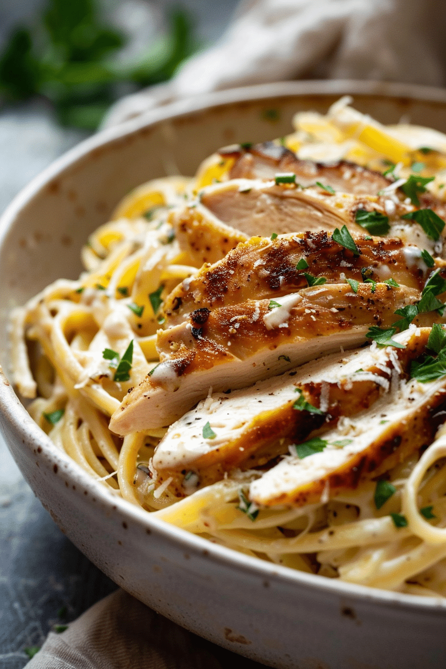 Best 10 Chicken Alfredo Recipes for a Delicious Dinner 5 creamy chicken alfredo pasta with sliced chicken and parmesan sauce