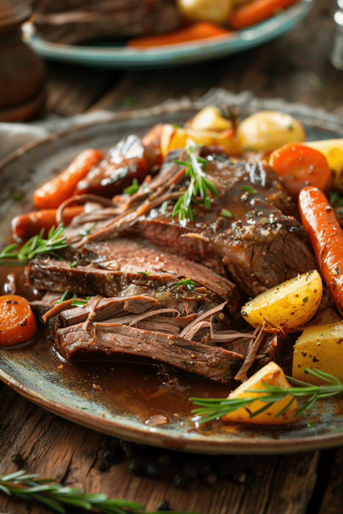 Best Ways to Make a Succulent Pot Roast: 5 Delicious Recipes 9 sliced pot roast with carrots potatoes and homemade gravy