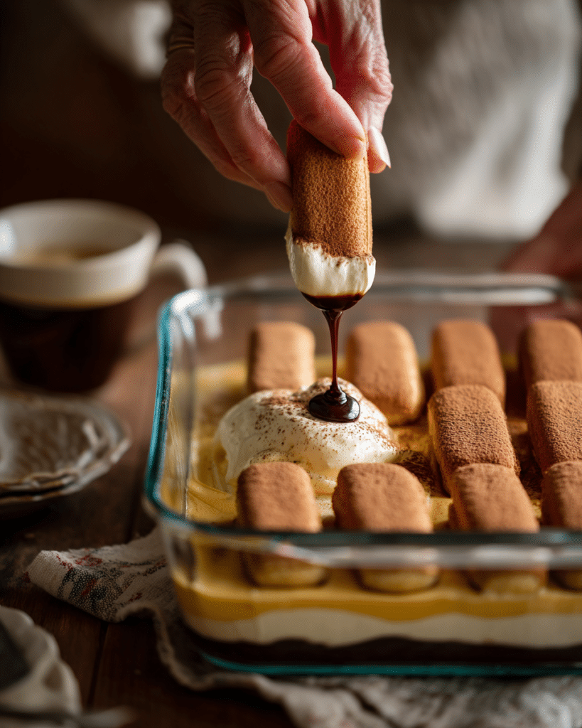 How to Make the Best Tiramisu: A Step-by-Step Guide with Secret Tips 8 Layering espresso soaked ladyfingers and mascarpone cream for homemade tiramisu.