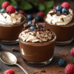 Best Chocolate Mousse Recipe: How to Make Decadent Chocolate Mousse at Home 6 Served chocolate mousse topped with whipped cream, berries, shaved chocolate, and cocoa powder.