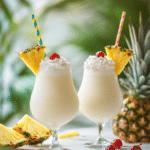 How to Make the Best Pina Colada Mocktail: A Refreshing Recipe for Summer Fun 6 Served pina colada mocktail with whipped coconut cream, pineapple wedge, cherry, and tropical garnish.