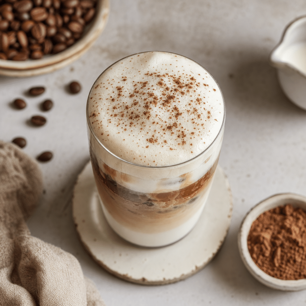 Cold Foam Coffee: The Ultimate Guide to Making Café-Quality Foam at Home, servi et prêt à déguster