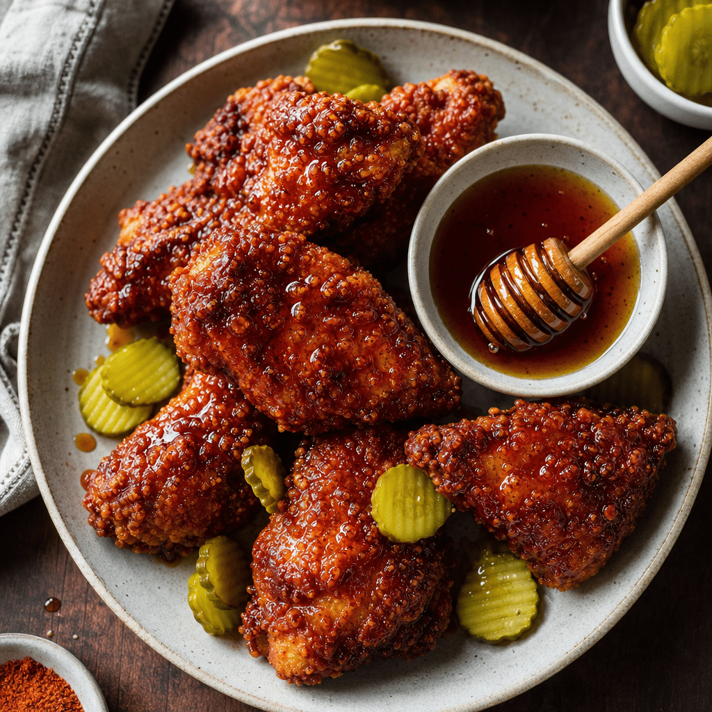 Nashville Hot Honey Chicken: Crispy, Sweet, and Fiery Perfection, servi et prêt à déguster